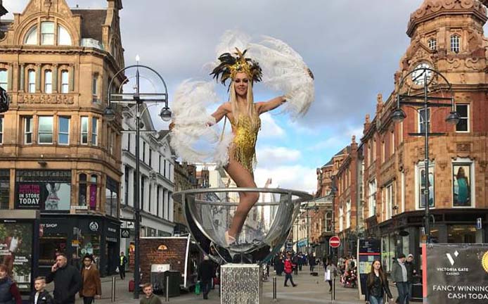 Giant Martini Glass & Girl for hire